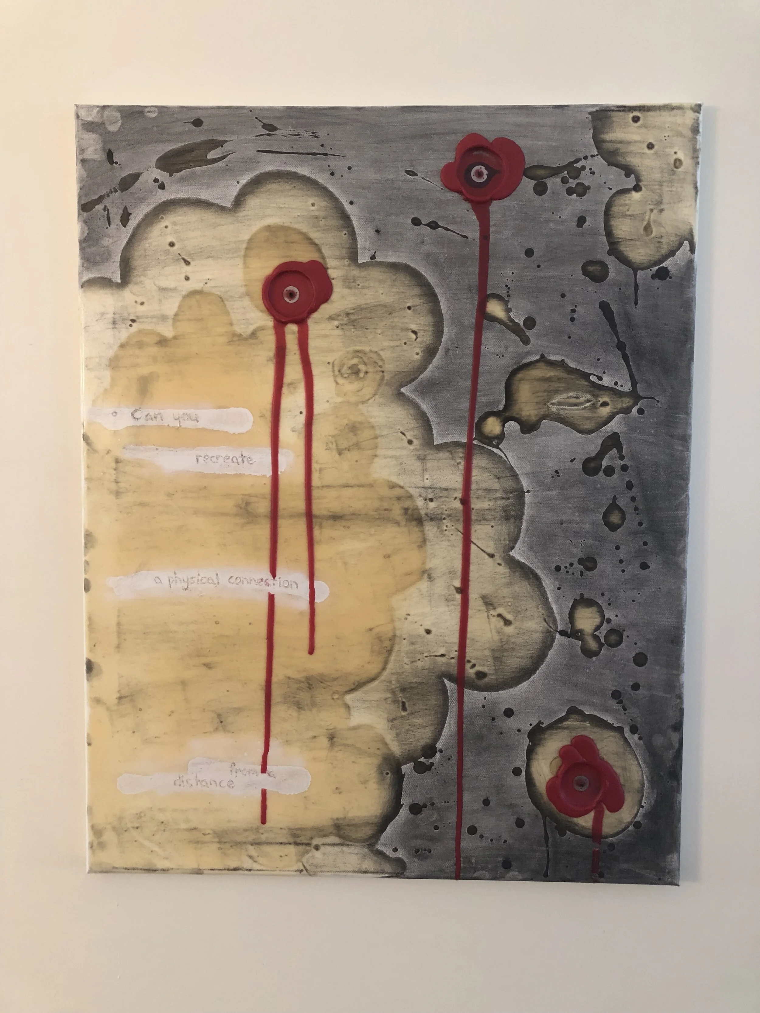 Can you recreate (2019) - canvas, neoprene, charcoal, PartyLite candles, spray paint