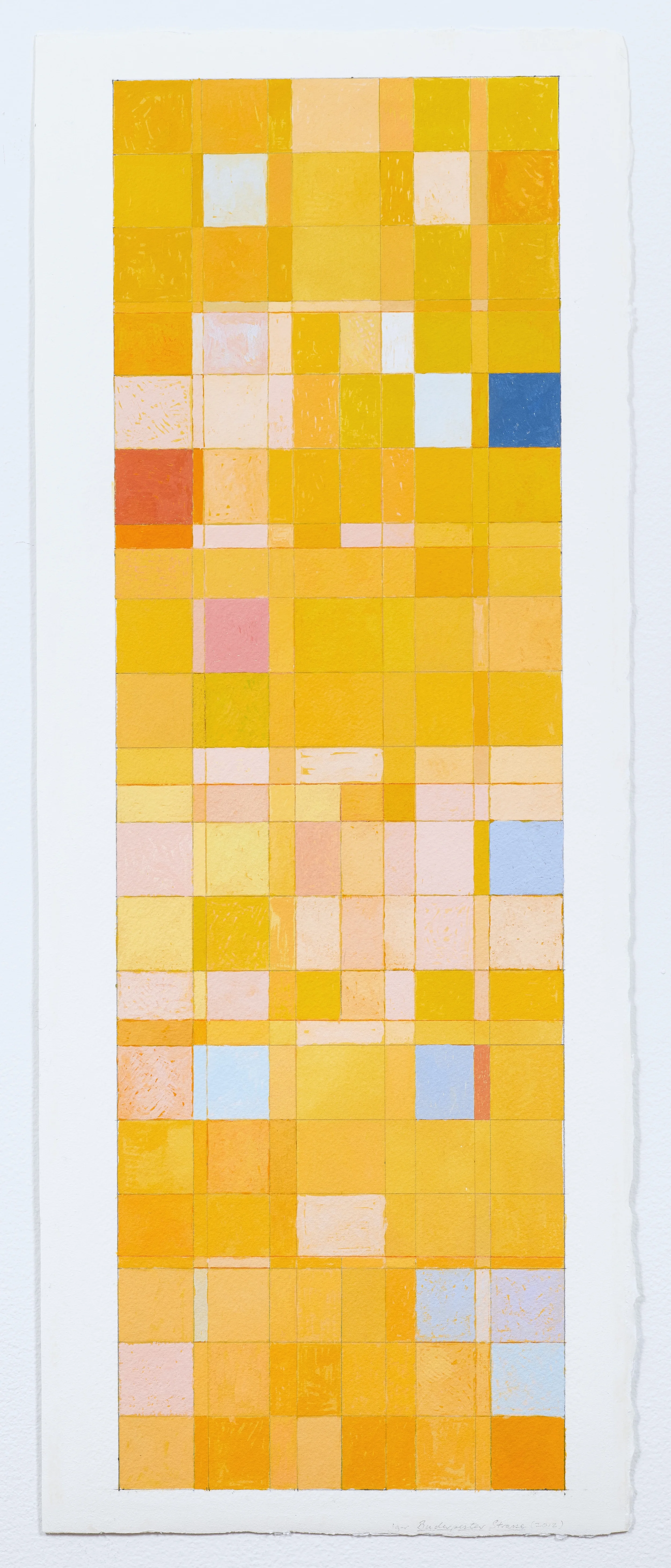 Budapester Strasse, 2012, gouache and graphite on paper, 30 1/4"x12"