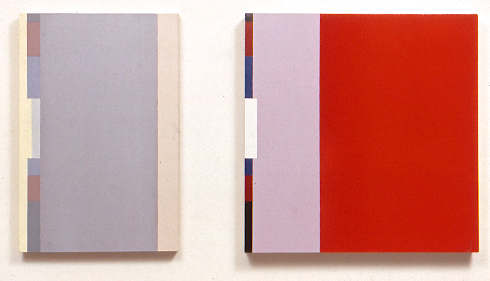 Fog, 1990. Oil on linen. ditych 28"x19"x2.5", 28"x28"x3.5"