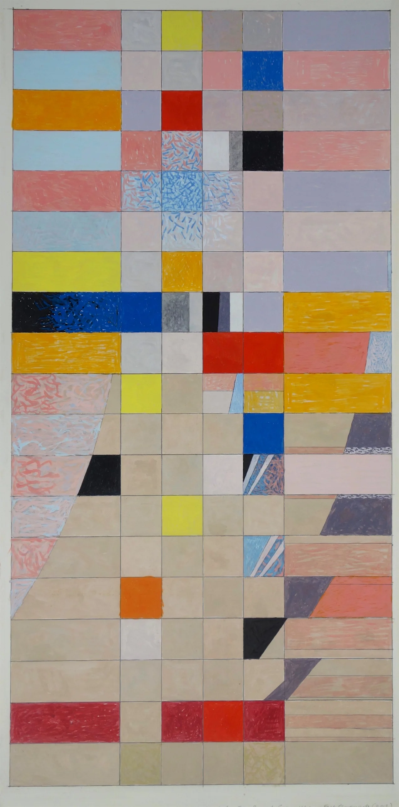 From Brown to Grey with Some Fast Movements (2012) Gouache on Paper. paper 31x15.5; image 28.5x14in