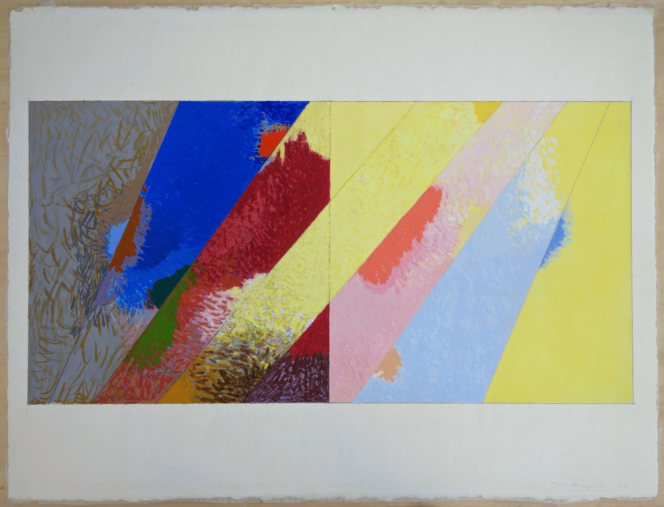 Atmospheric (2014), Gouache on Paper. paper 22.5x30; image 14x28 in.
