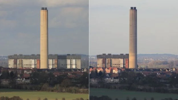 Former power station employee Nigel Brady took these images before and after the collapse