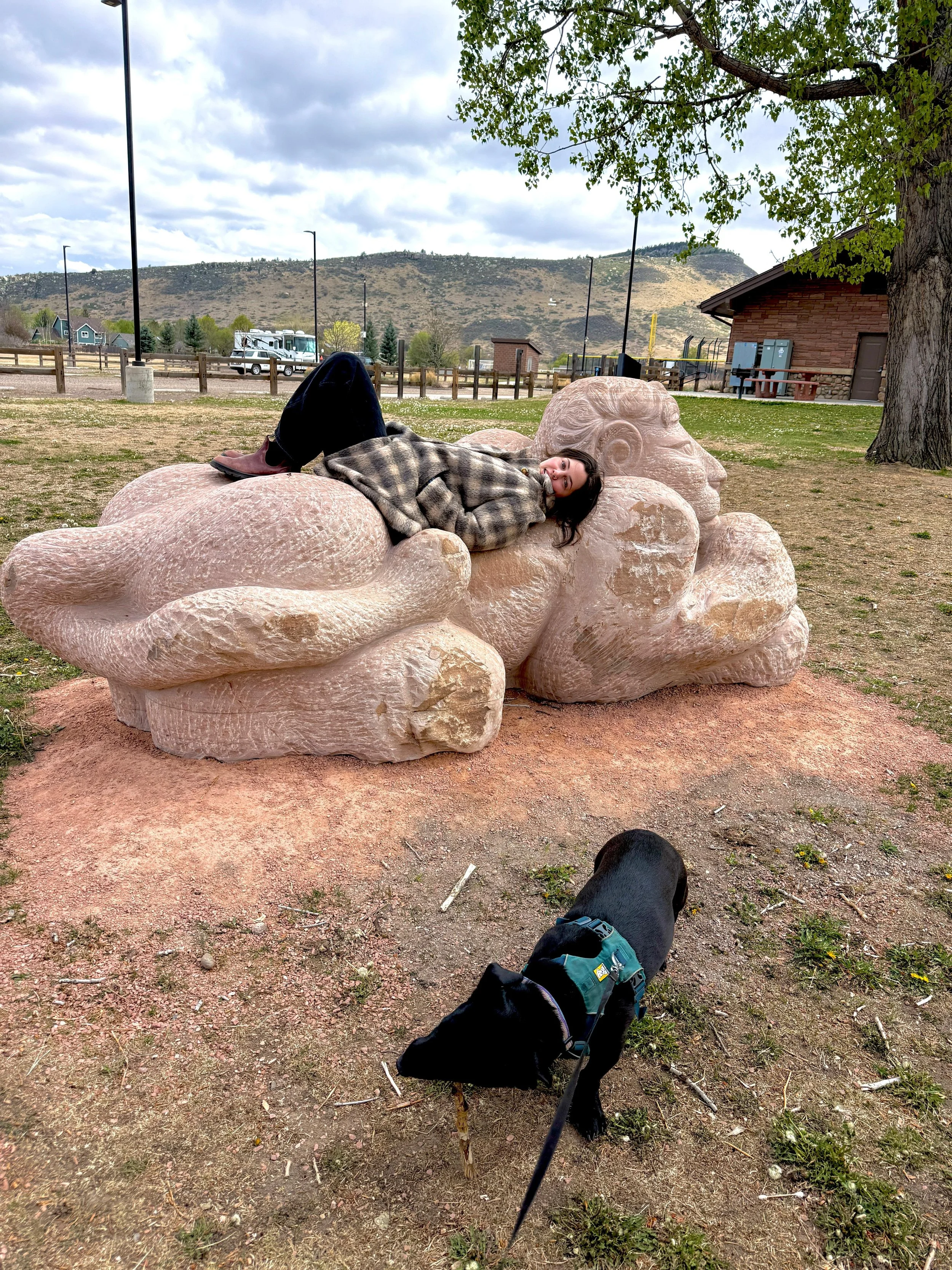 The locals communing with their stone friend