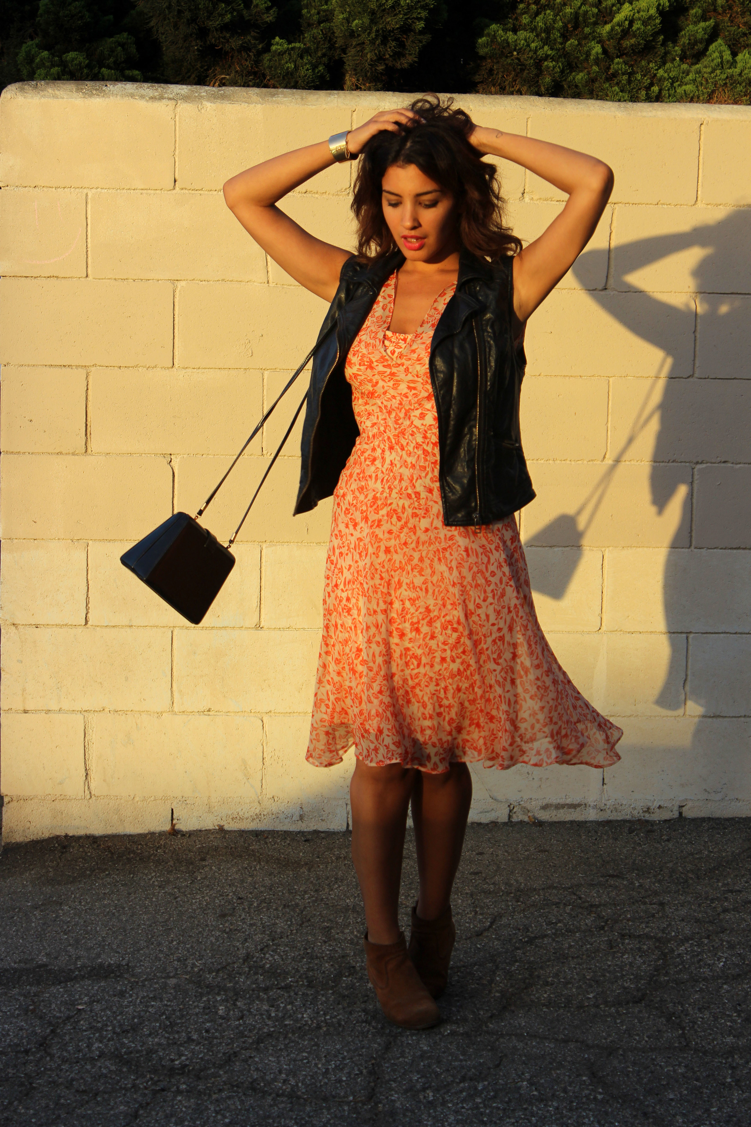 Dress: DVF Boots: Dolce Vita Vest: H&M