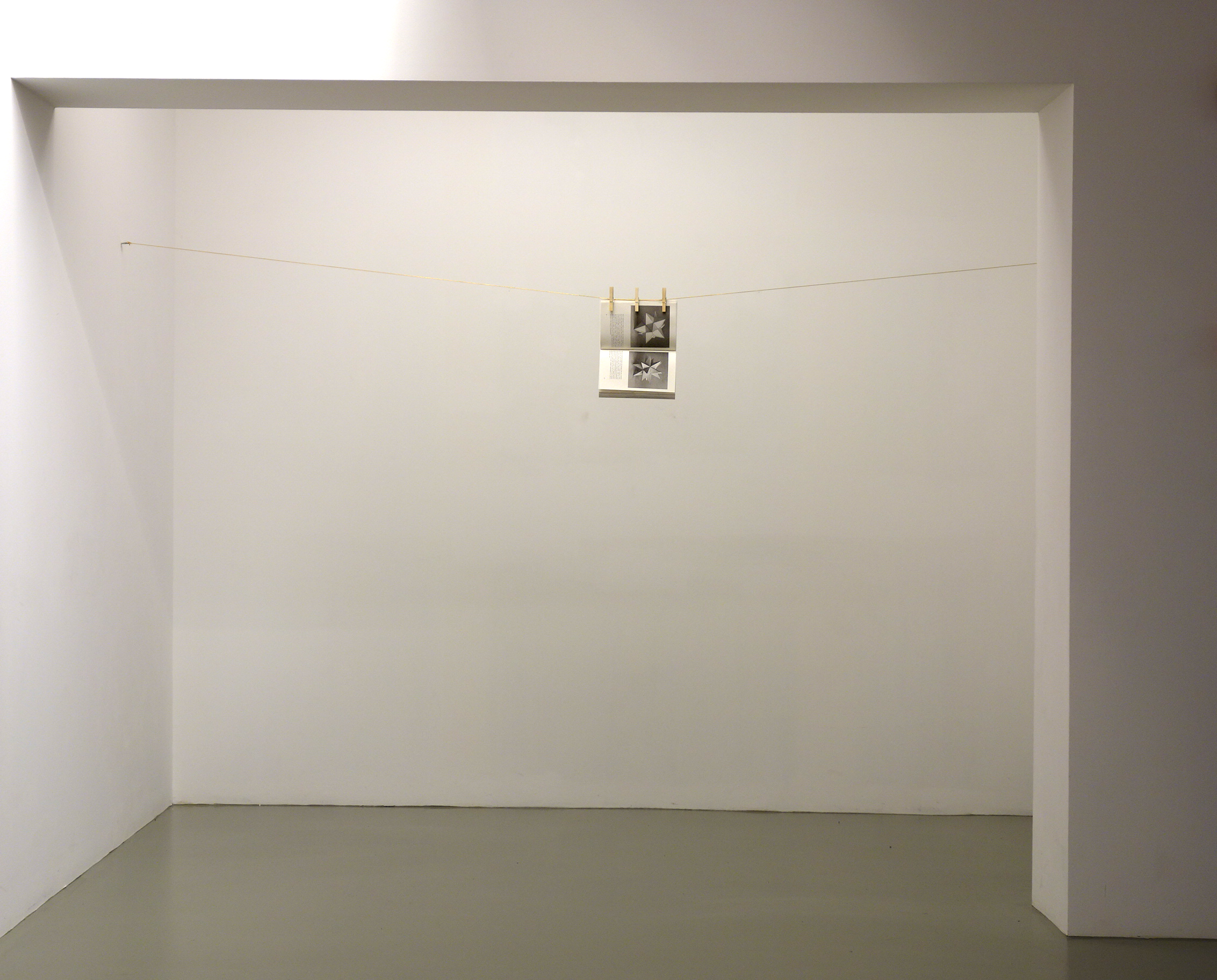   After Bolaño (After Duchamp)  2014 Book, clothes pegs, clothes line Dimensions variable 