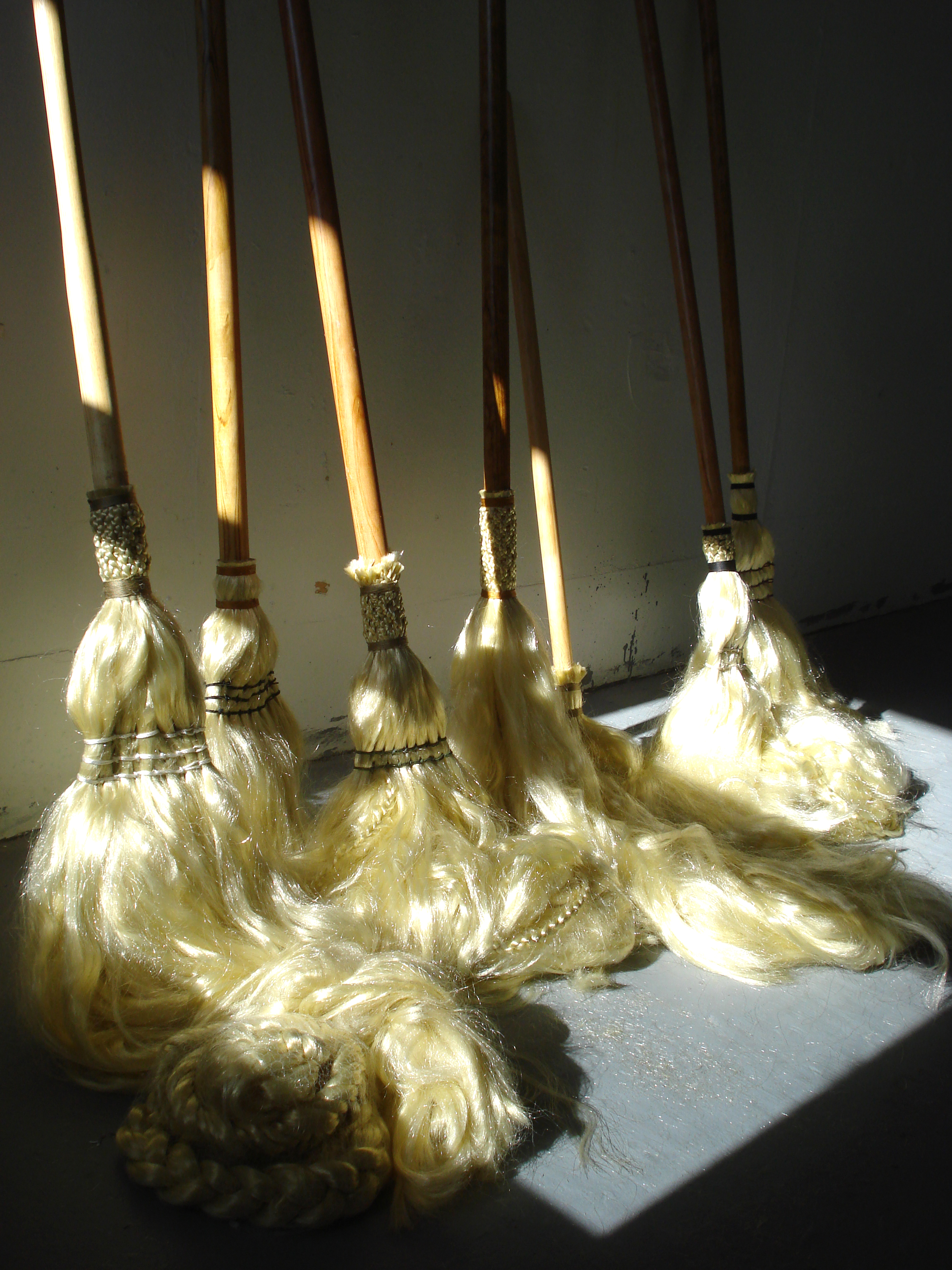   The Waves Waifs  2009 Wood, strings and artificial hair, Dimensions variable (detail 2) 