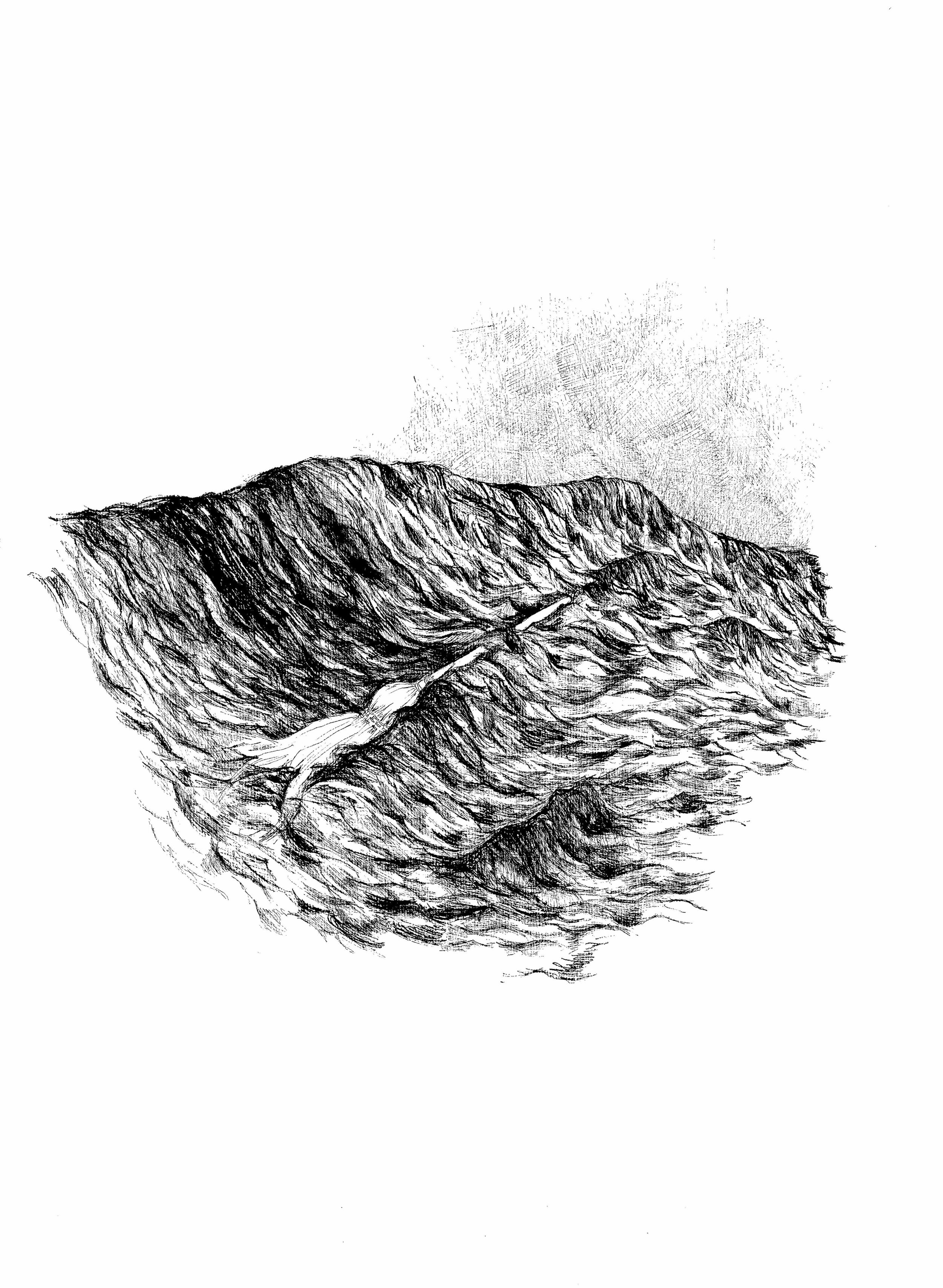   The Waves/Waifs (Sea)  2009 Pen on paper 38 x 28 cm 