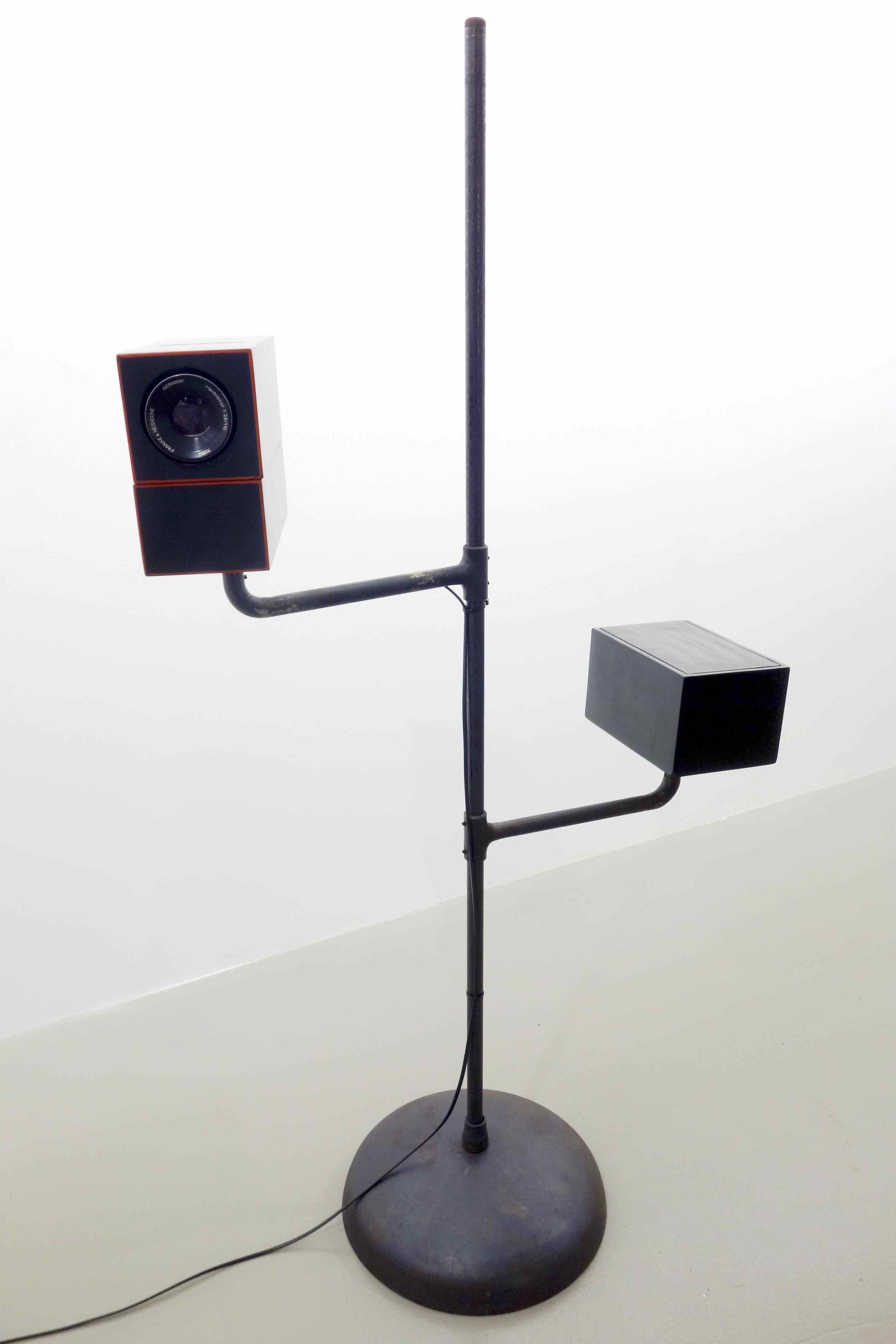   Lacquerscope #2  2014 Resin composite medium format (50mm) projector. Iron stand, base and swivel arms, 174.5 x 102 cm 