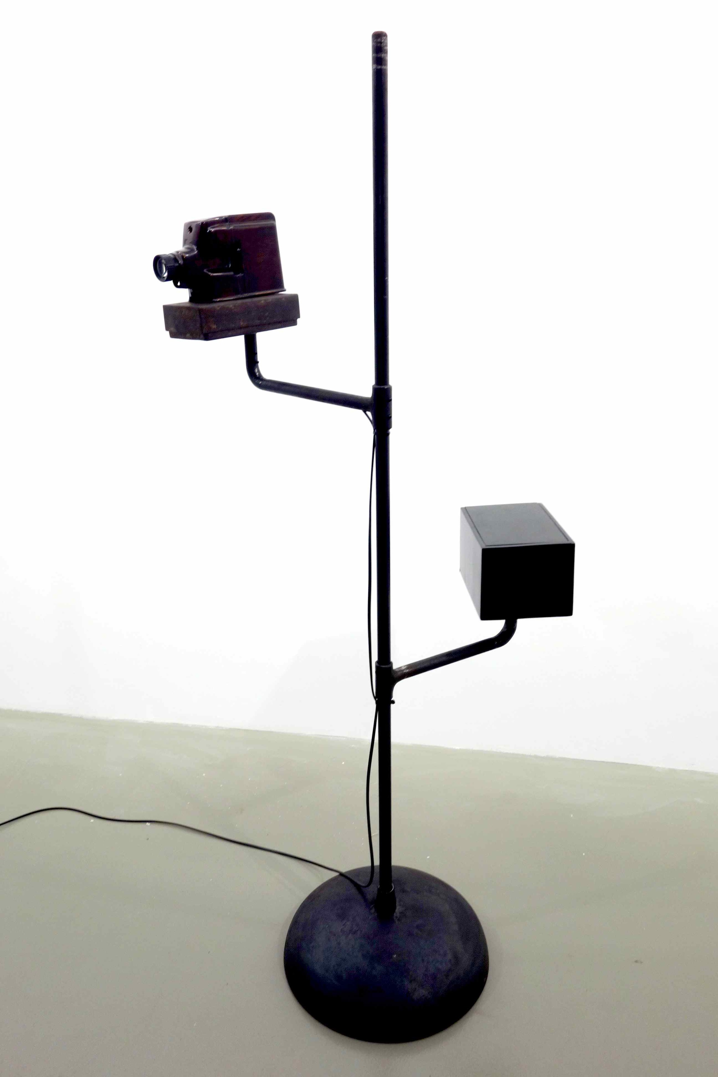   Lacquerscope #6  2014 Son Ta lacquered metal small format (35mm) projector. Iron stand, base and swivel arms 174.5 x 99.3 cm 