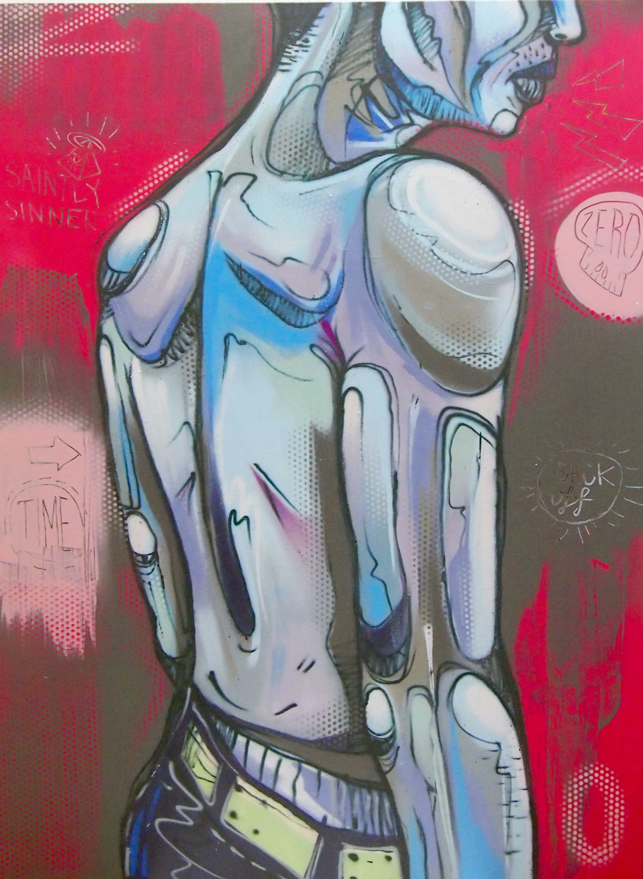  ZERO  BackingOut  2013 Aerosol paint on canvas 48 x 36" 