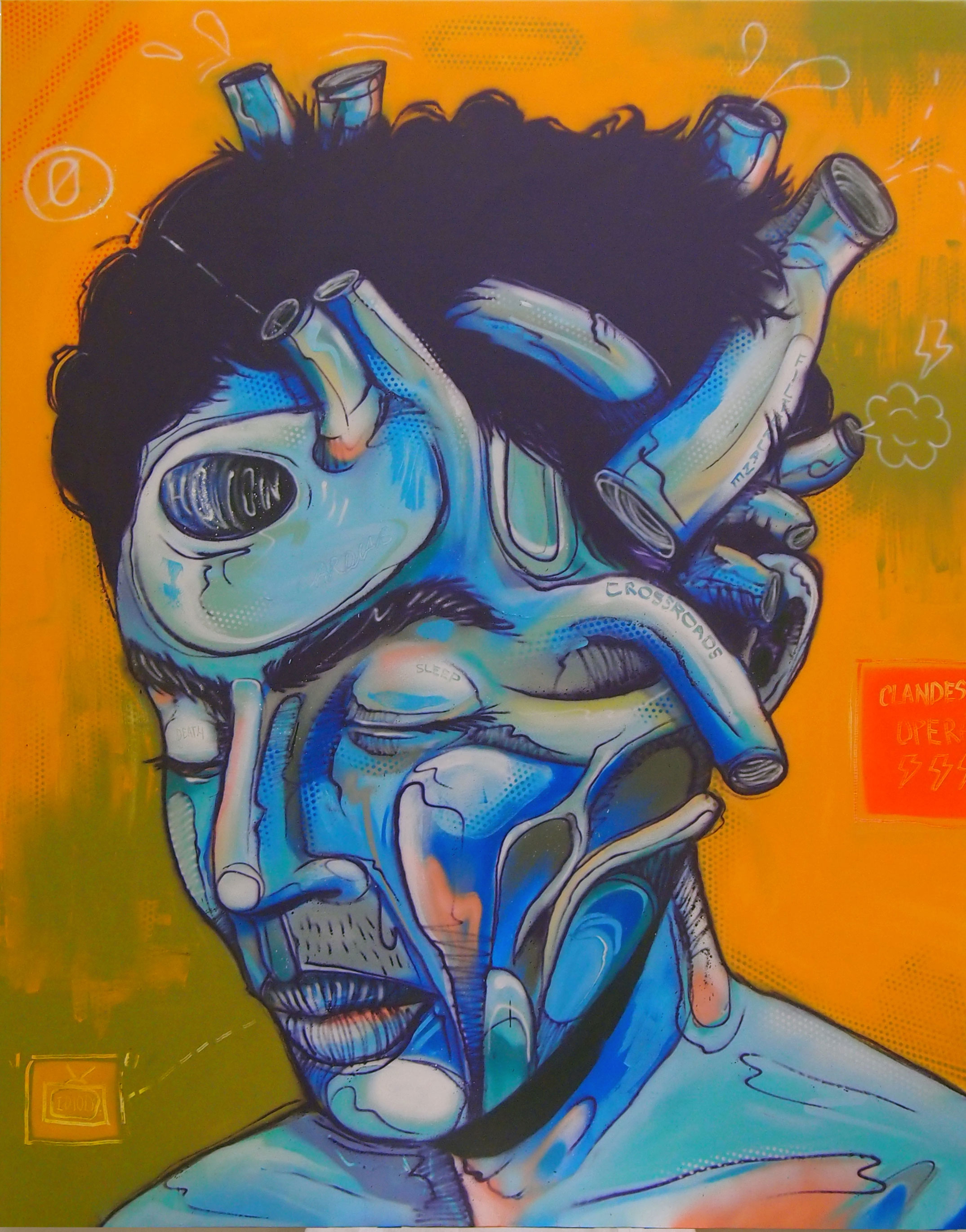  ZERO  CardiacUnrest  2013 Aerosol paint on canvas 60 x 40" 