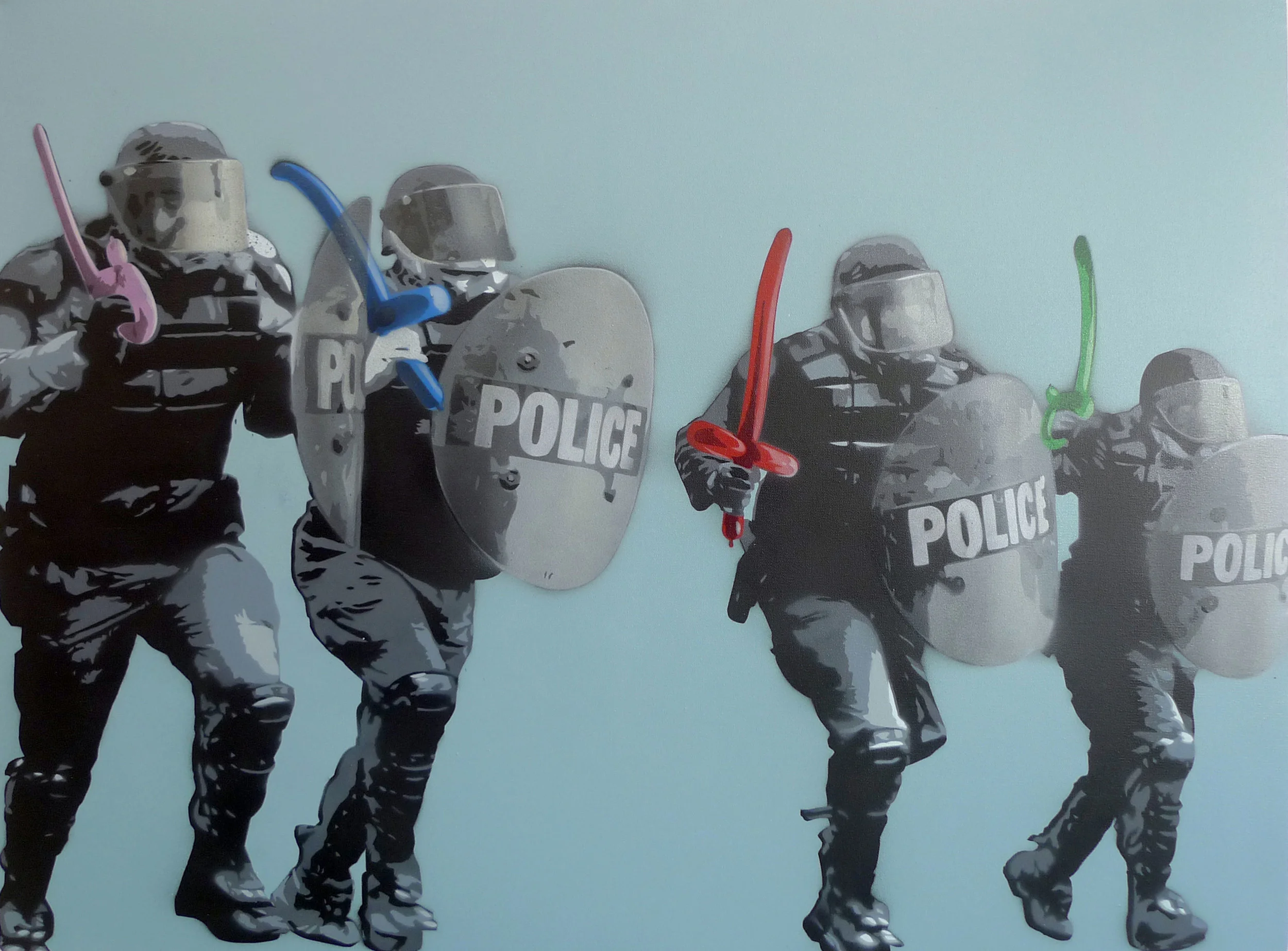 TR853-1 Riot.Party 2013 Spray paint on canvas 30 x 40"