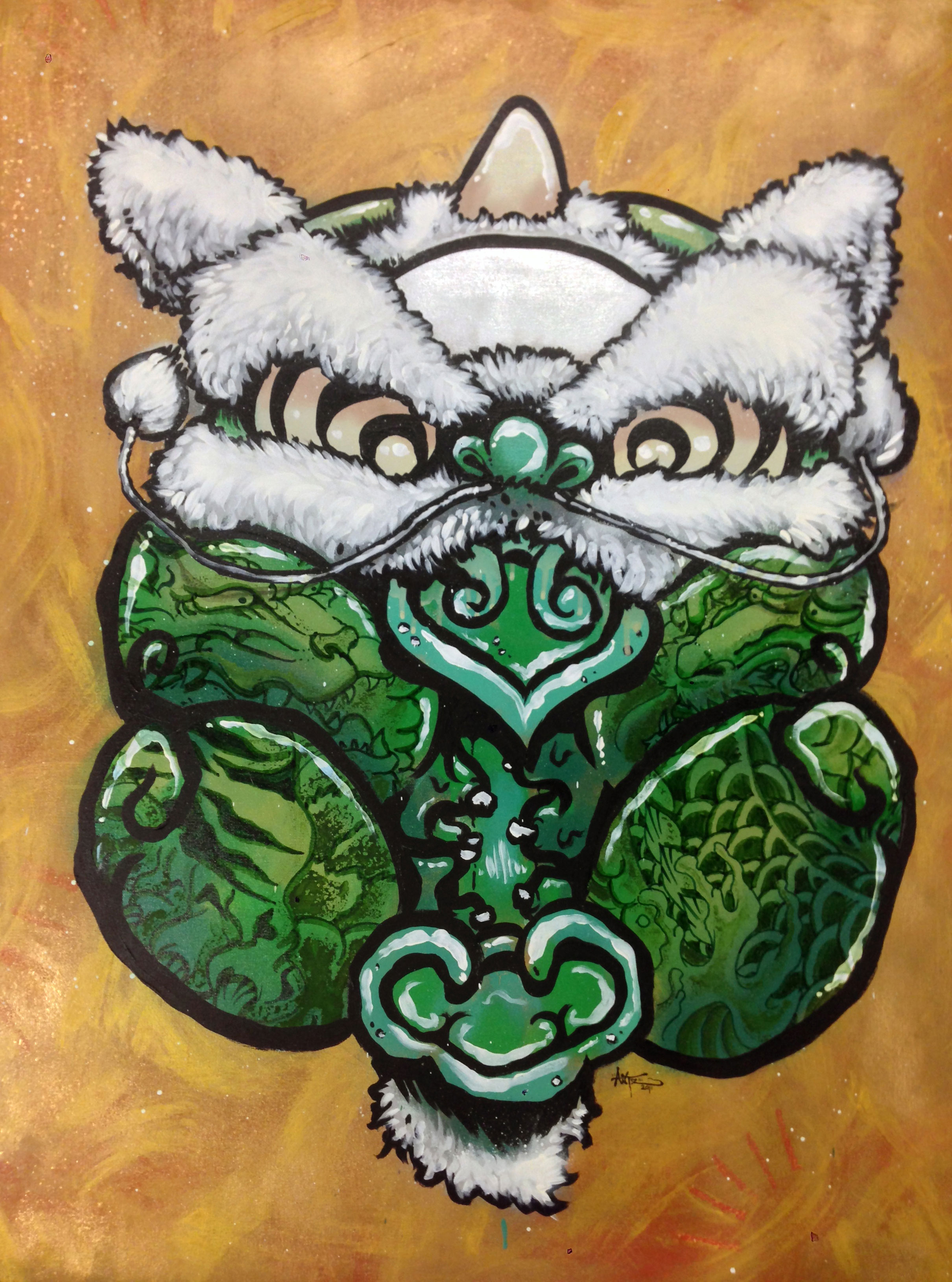  ANTZ  Lui Lion  2011 Mixed medium on canvas 43 x 30" 