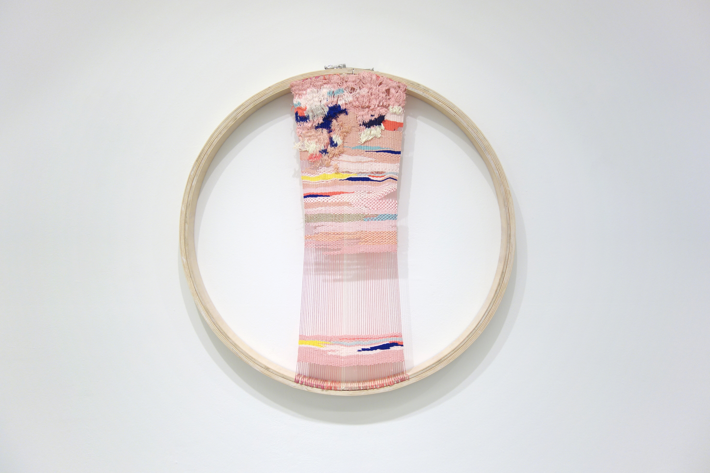 Izziyana Suhaimi, Disquiet II, 2014, Cotton thread woven on wooden hoop, Ø80 cm.jpg