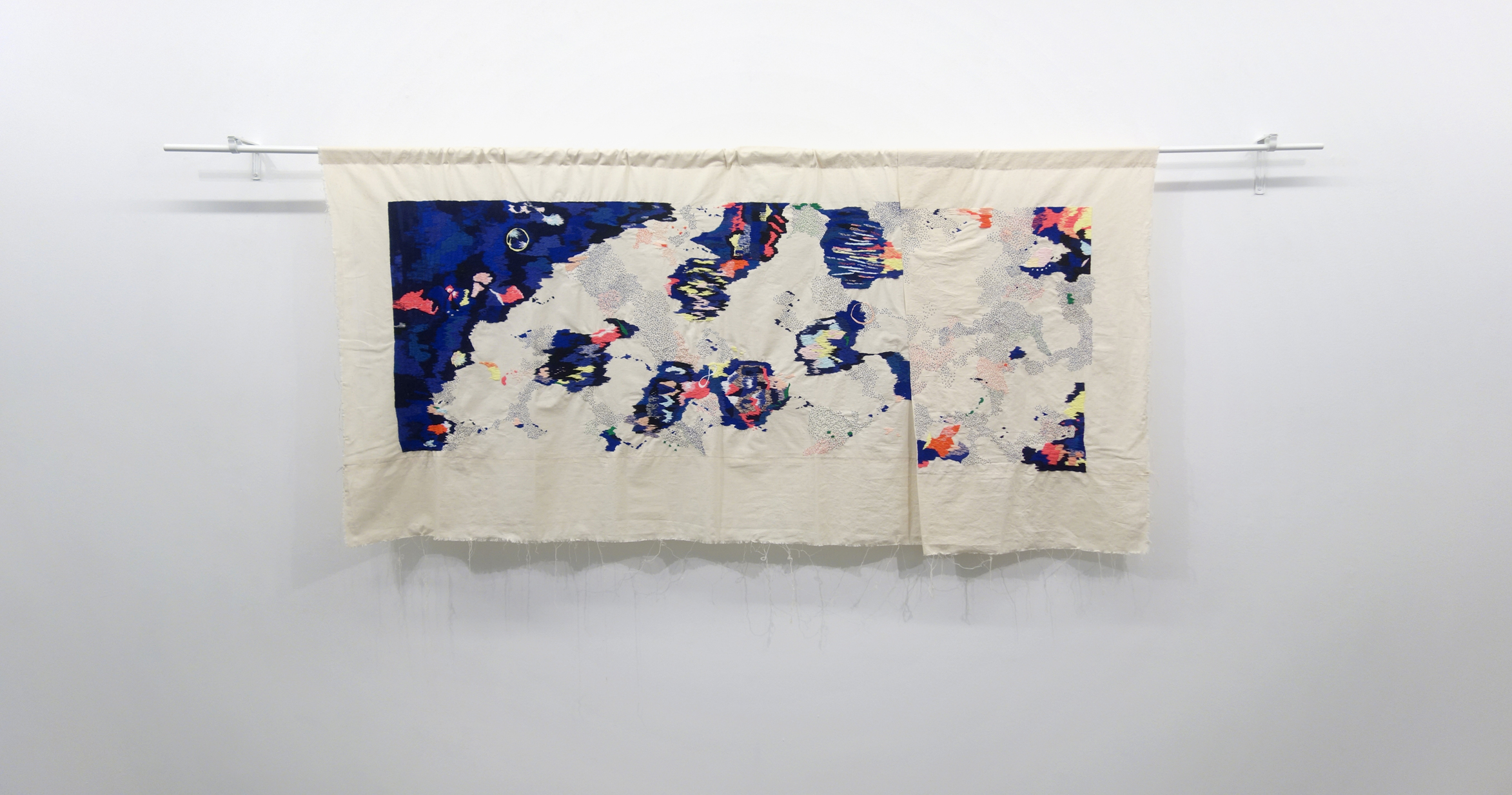 Izziyana Suhaimi, I Remember Time with Such Slowness, 2015, Cotton thread embroided on calico, H100 x W209 cm.jpg
