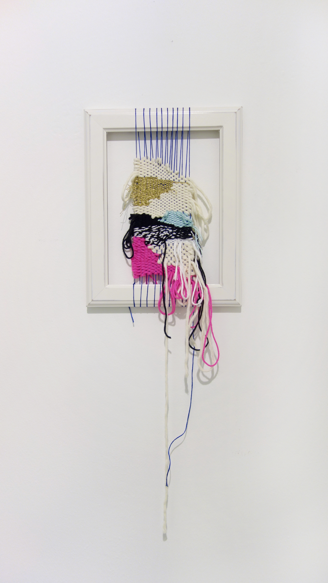 Izziyana Suhaimi, What It Could Otherwise Be, 2015, Cotton, acrylic and polyester thread woven on found frame, H66 x W24 cm.jpg