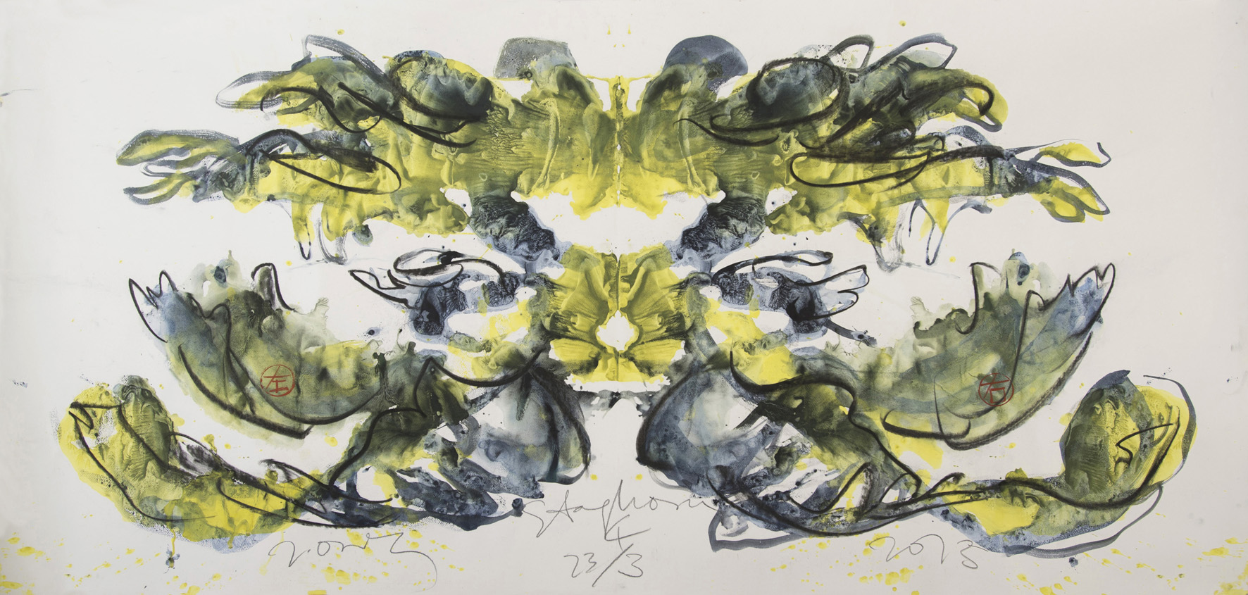  Jimmy Ong  Staghorn 4  2013 Charcoal and color pigment on paper H76.2 x W151.5 cm 