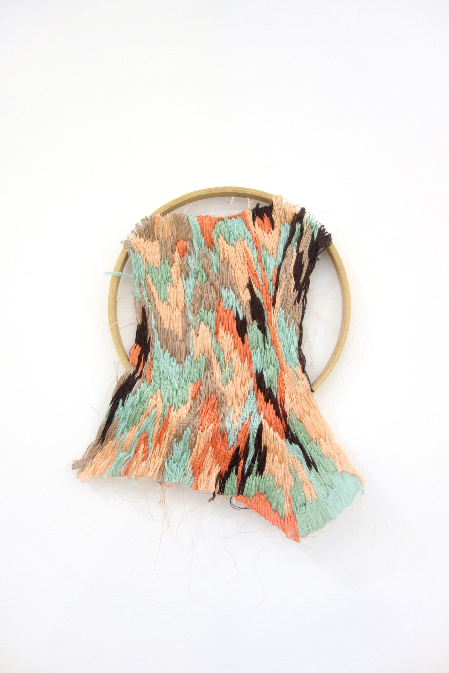  Izziyana Suhaimi  Cross Section of Bone III  2015 Cotton thread embroided on organza on wooden hoop H23 x W16 cm 