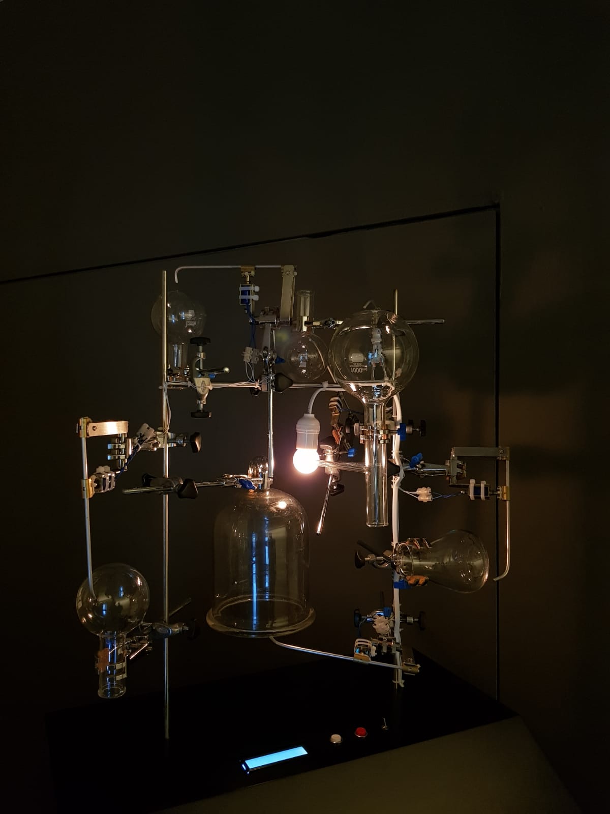  Zul MAHMOD  No Substance (Trunk) 1 to 5  (details) 2019 Solenoids, science apparatus, microcontroller, midi player and metal (10:00 mins) Dimensions variable 