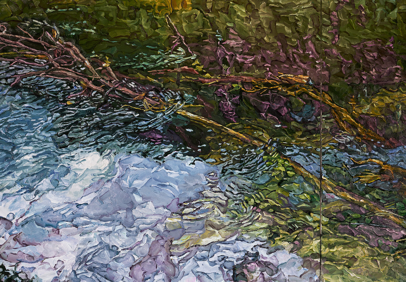  Elaine Roberto-Navas  We Cannot Step Twice Into The Same River (After Mawen Ong)  2020 Oil on canvas H182.9 x W243.8 cm (diptych, detail) 