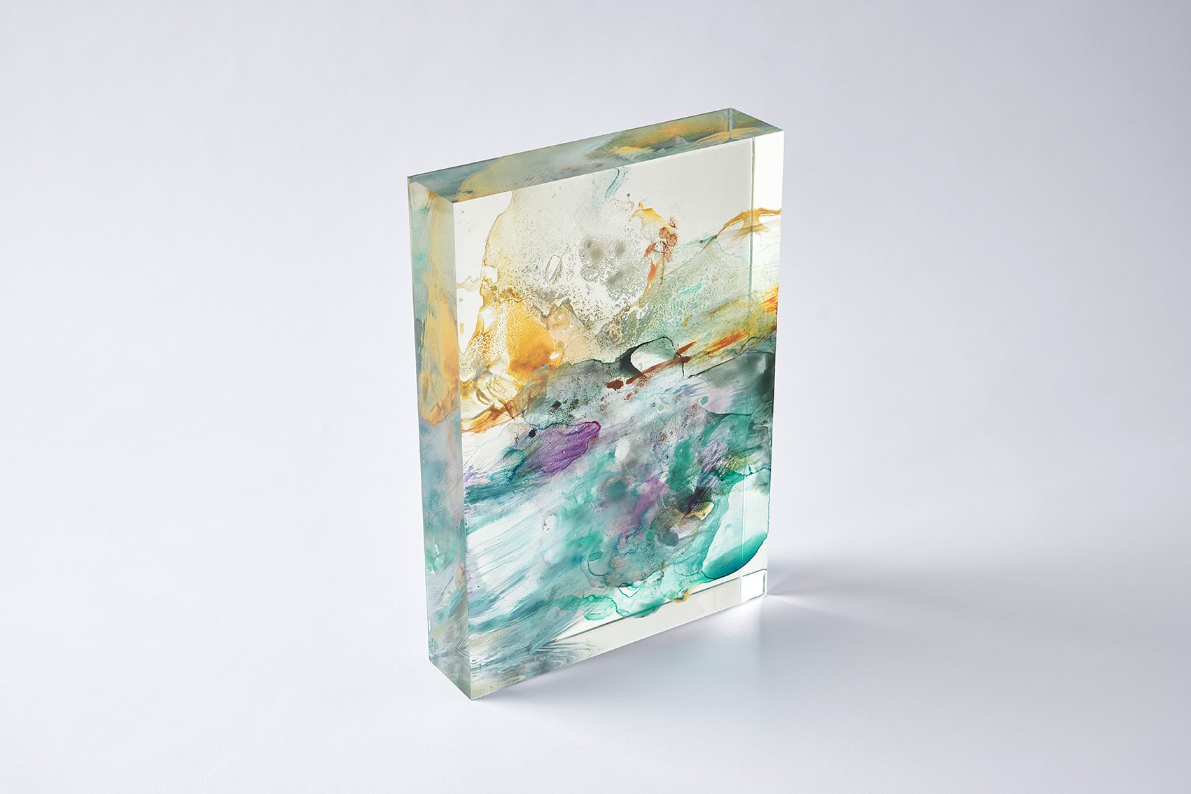  Wyn-Lyn TAN  When Coasts Collide II  2020 Acrylic and resin on plexiglass H30 x W21 x D5 cm 