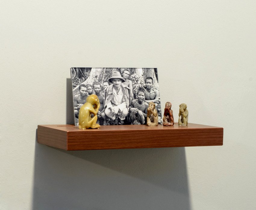 Donna ONG, Postcards from the Tropics (viii), 2016, Diasec print, wooden shelf, and tropical souvenirs (stone monkeys), H15.2 x W26 x D13.5 cm. Credit-Fotograffiti (John Yuen) LR.jpg