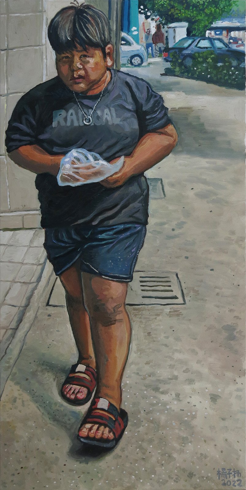  YEO Tze Yang  A Boy On The Street  2022 Oil on canvas H122 x W61 cm 