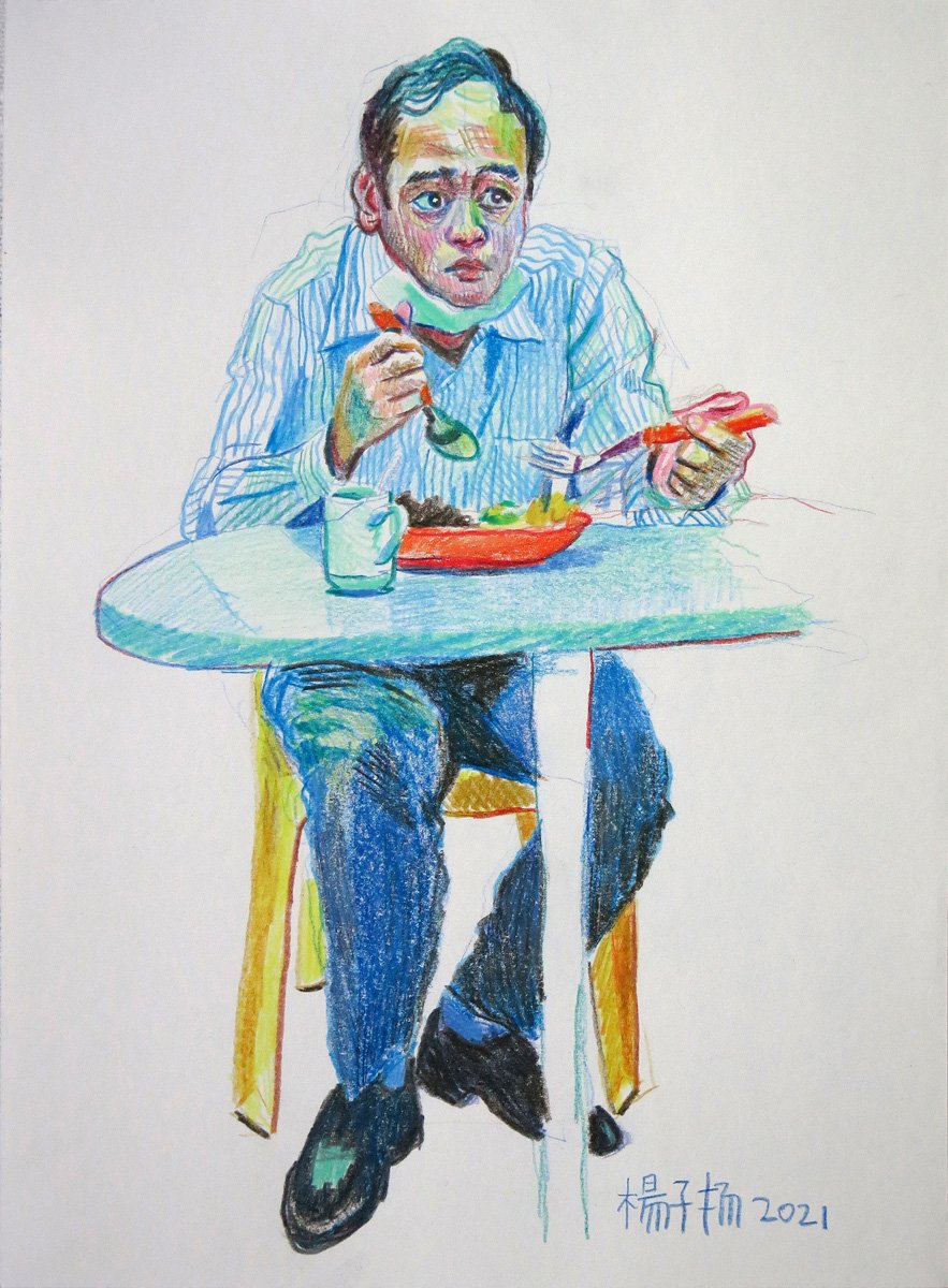  YEO Tze Yang  Dinner After Work  2021 Colour pencil on paper H29.7 x W21 cm 