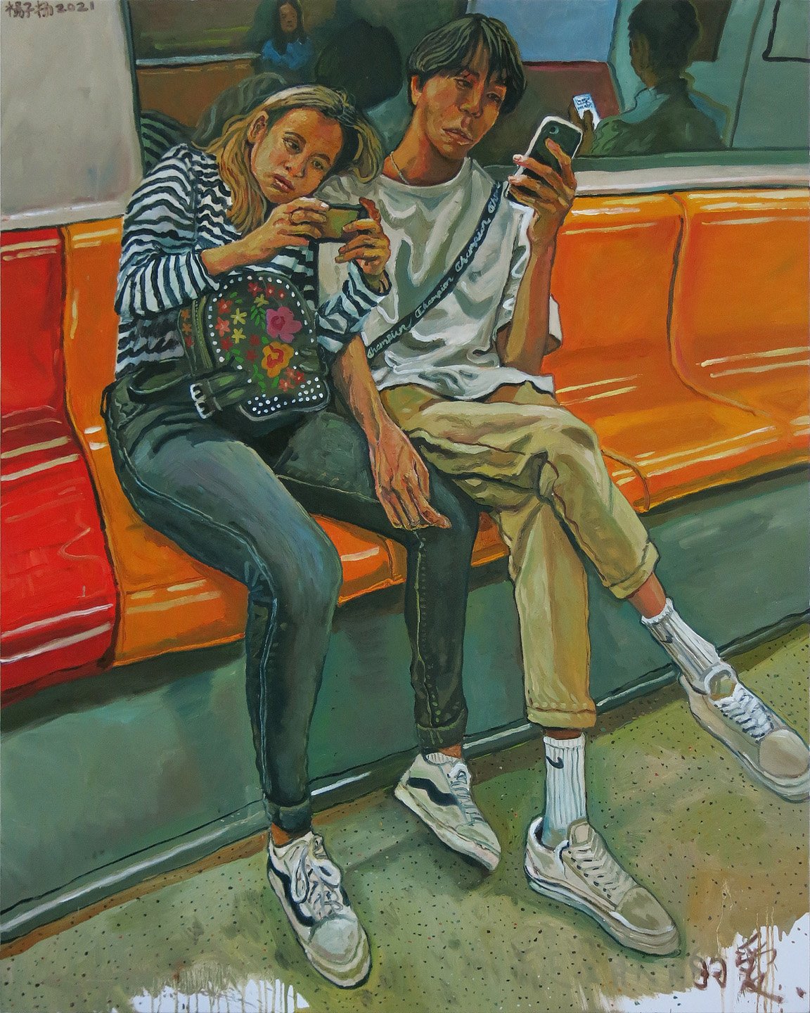  YEO Tze Yang  Lovers On The Train  2021 Oil on canvas H152 x W122 cm 