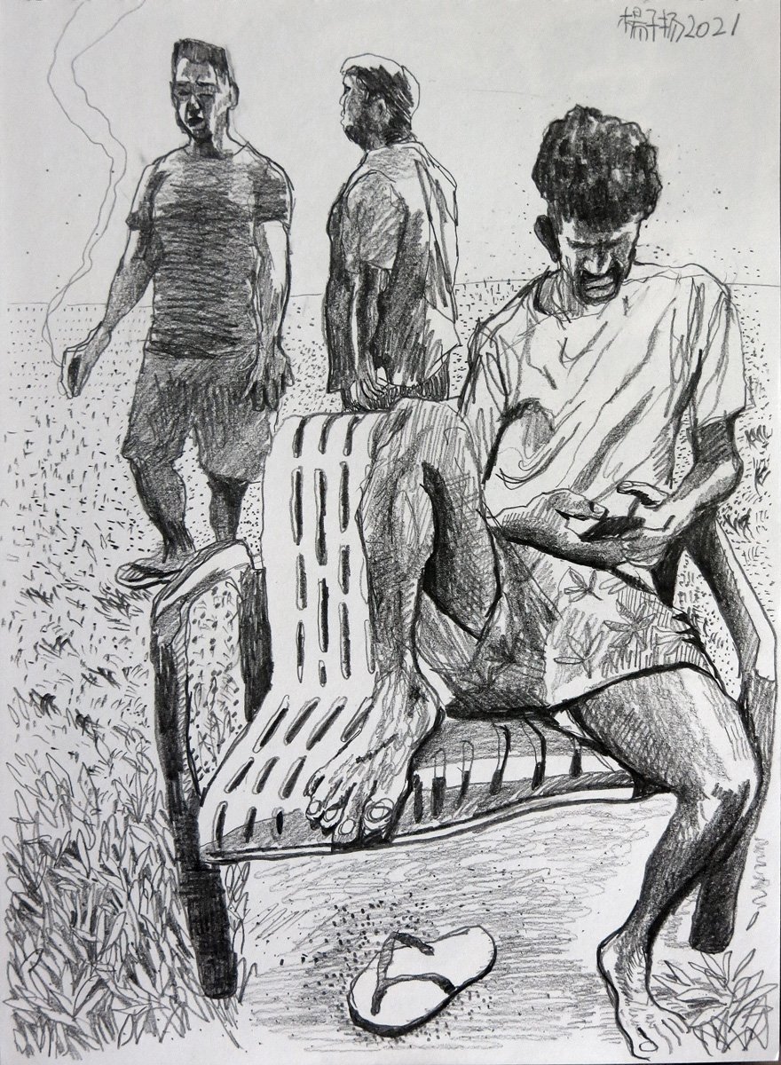  YEO Tze Yang  Relaxing Afternoon  2021 Pencil on paper H29.7 x W21 cm 