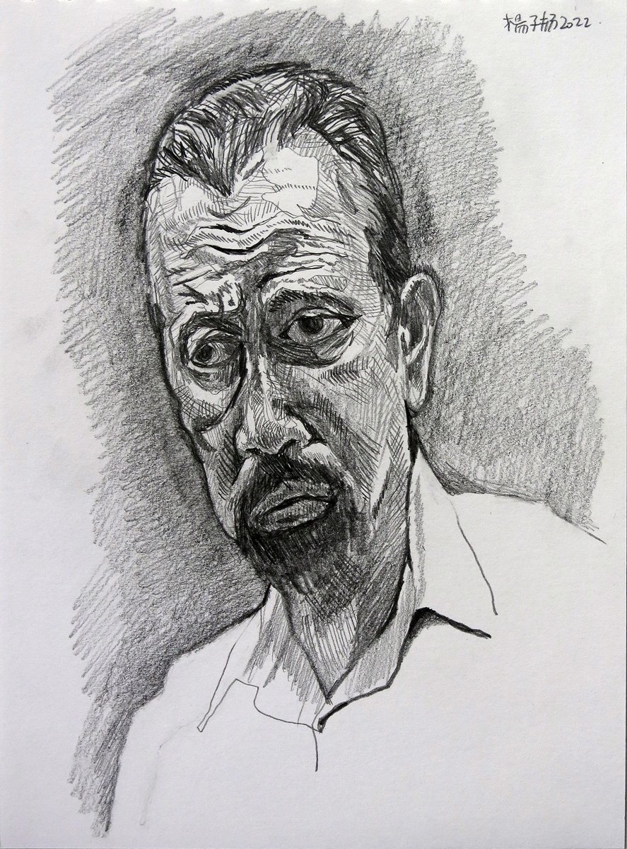  YEO Tze Yang  Study Of A Man's Face  2022 Pencil on paper H29.7 x W21 cm 