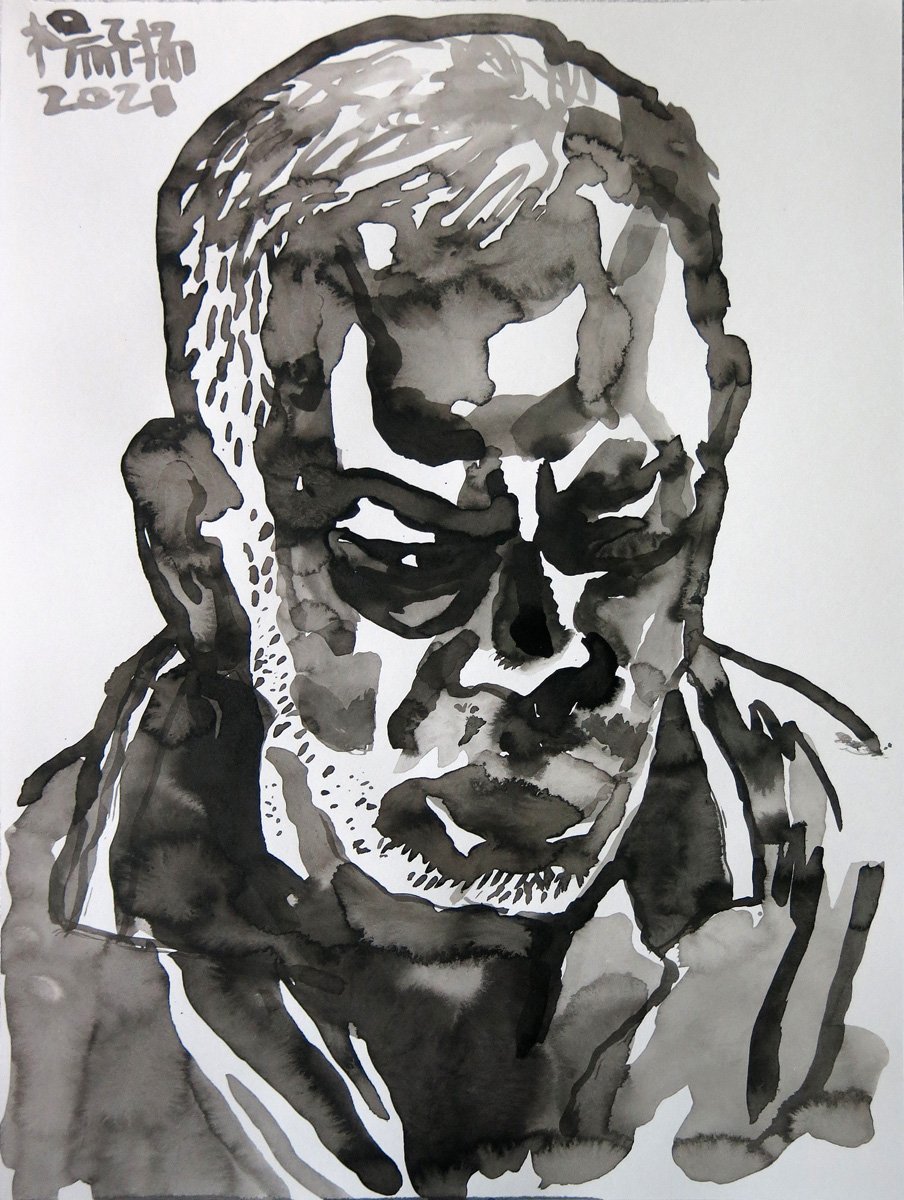  YEO Tze Yang  The Scowling Man  2021 Ink on paper H29.7 x W21 cm 