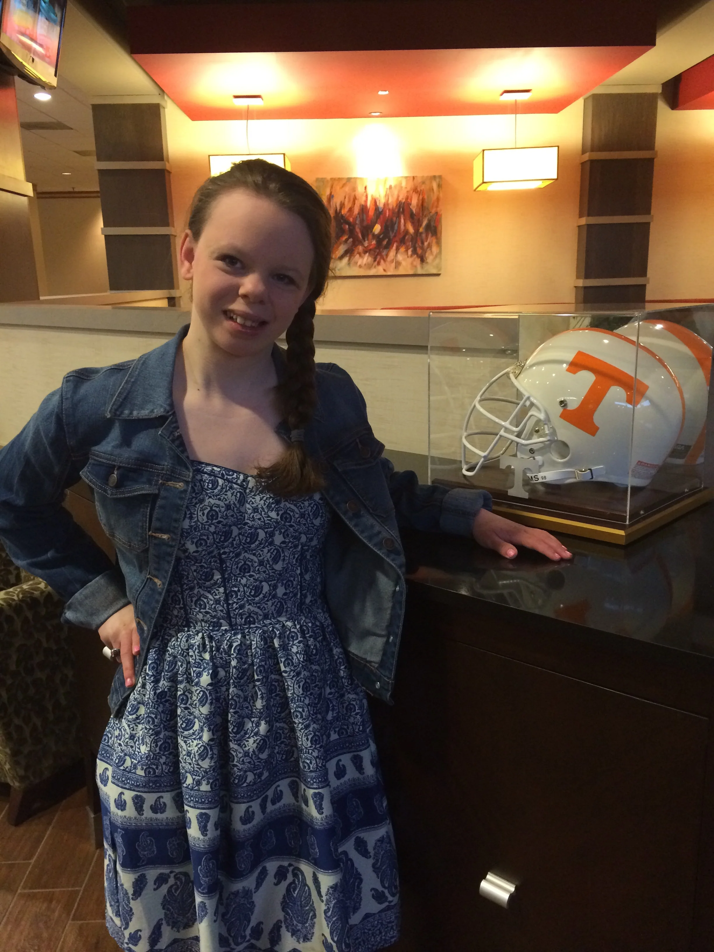 Chloe spotted a UT helmet - go figure! 