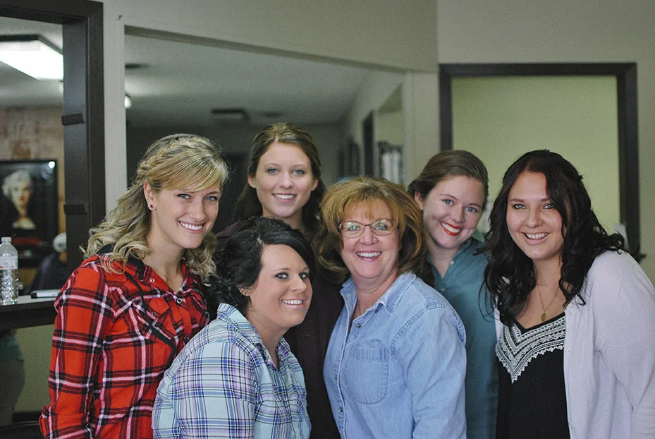 Anne, her bridesmaids, and her honorary mother