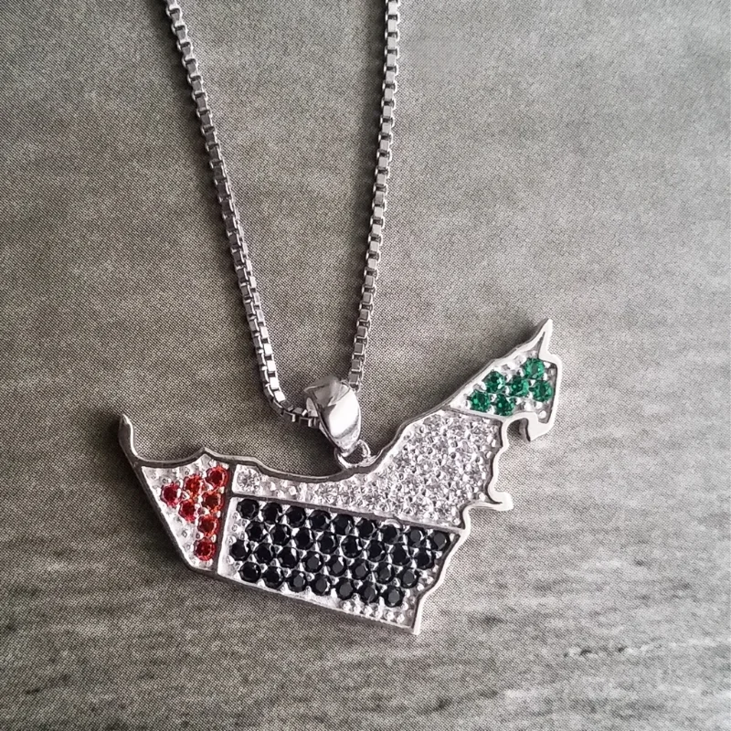 United Arab Emirates Country Crystal Pendant Necklace