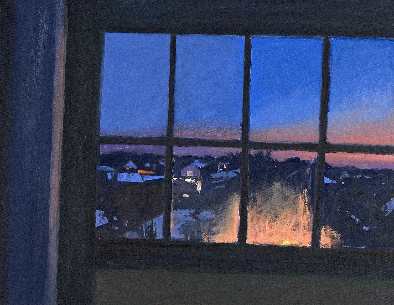 Roy Perkinson, Studio Window at Night , oil.