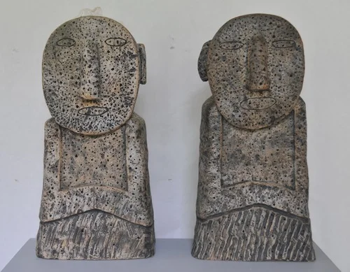 Jaeok Lee Guardians of creativity, Clay, 9"x7"x19" , 9"x7"x20" &nbsp;$1400 each