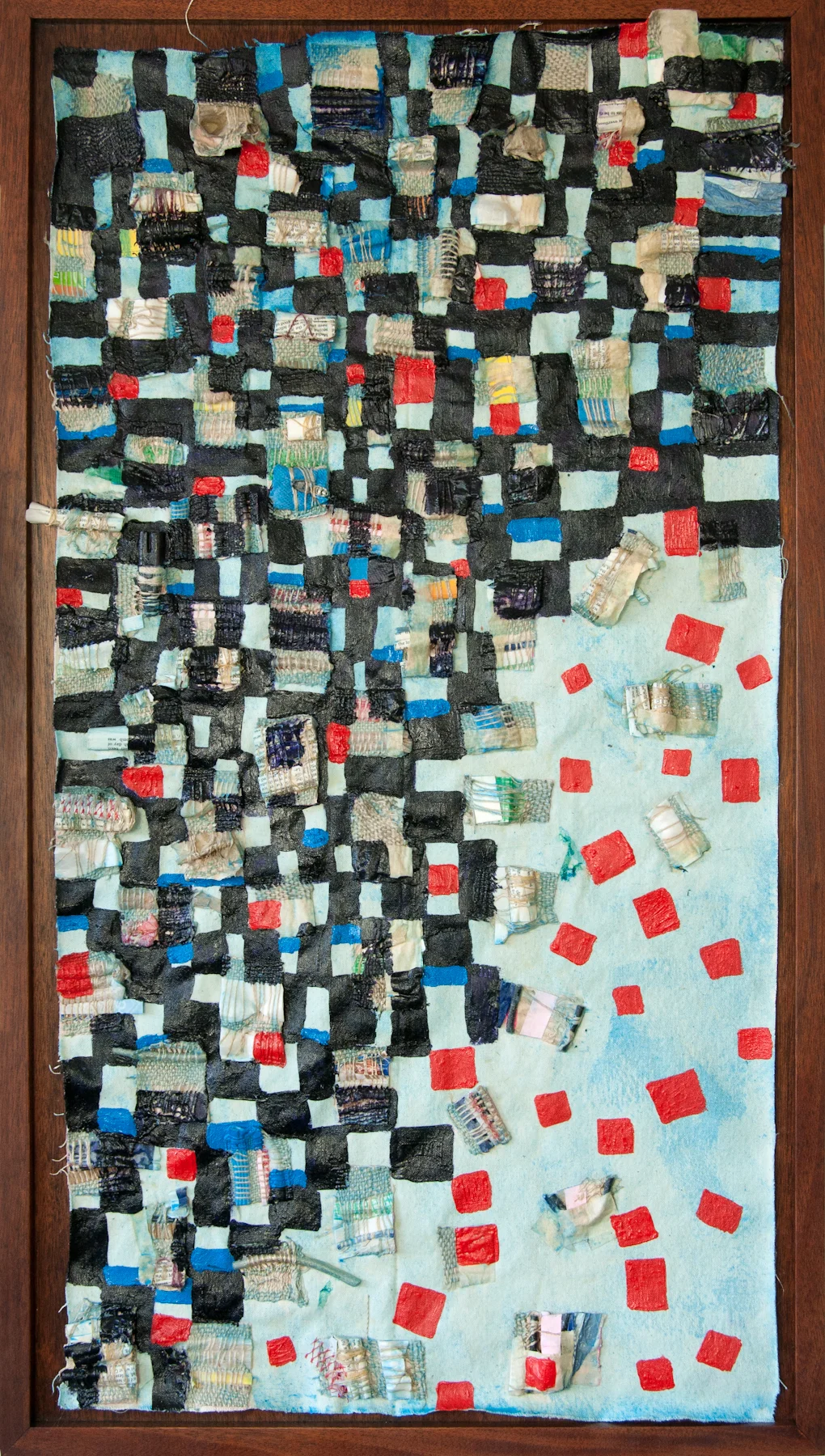 Extension #1 Handwoven fabric and oil on canvas, 37x21