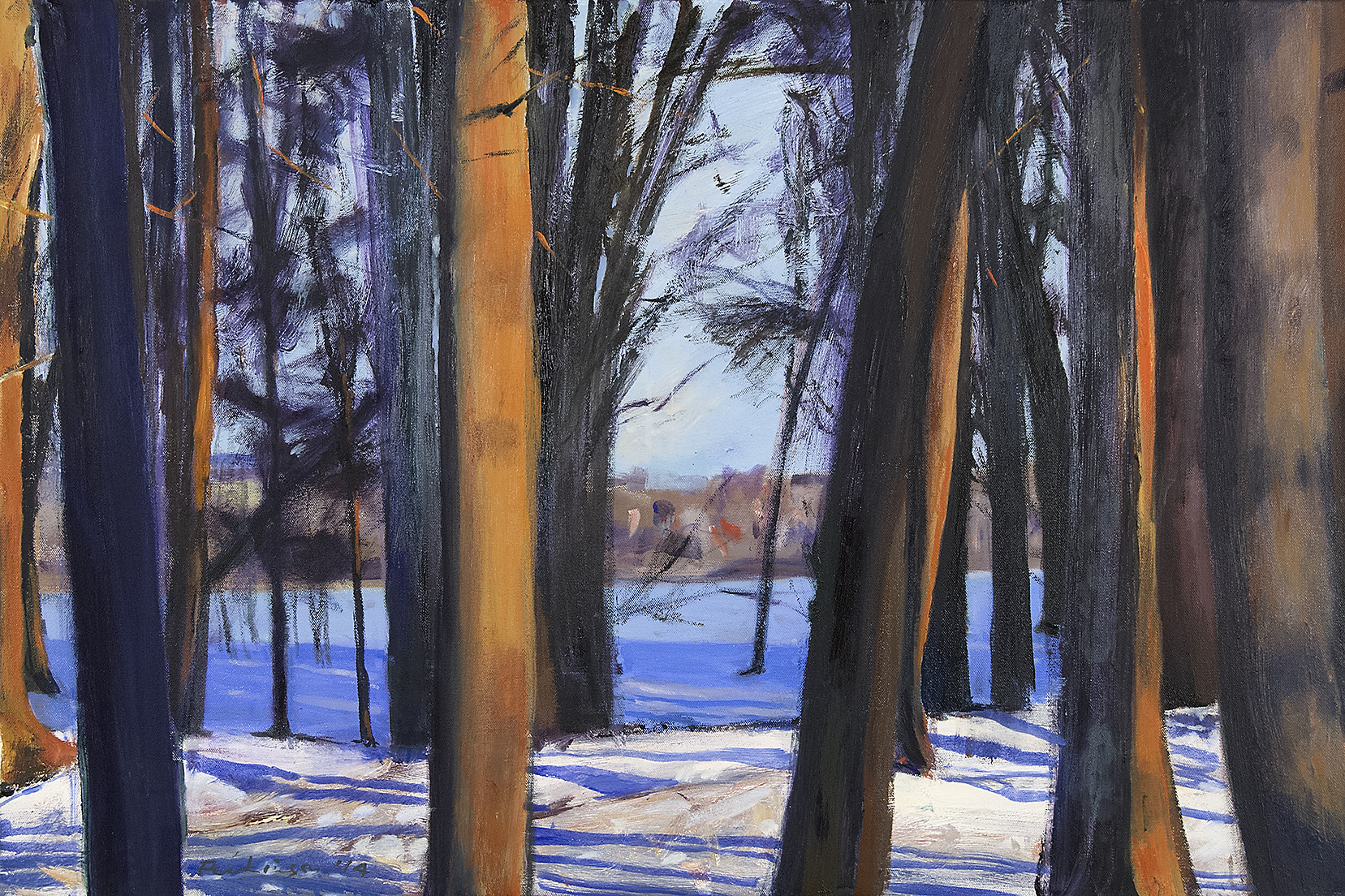   Forest and Pond, Late Afternoon , oil on canvas, 24x36 