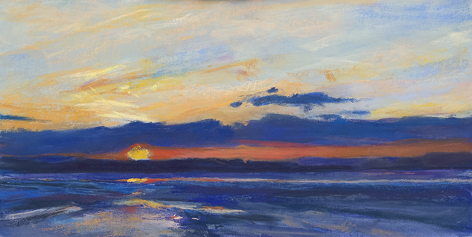   Tidal Flats at Sunset , pastel, 12x24 