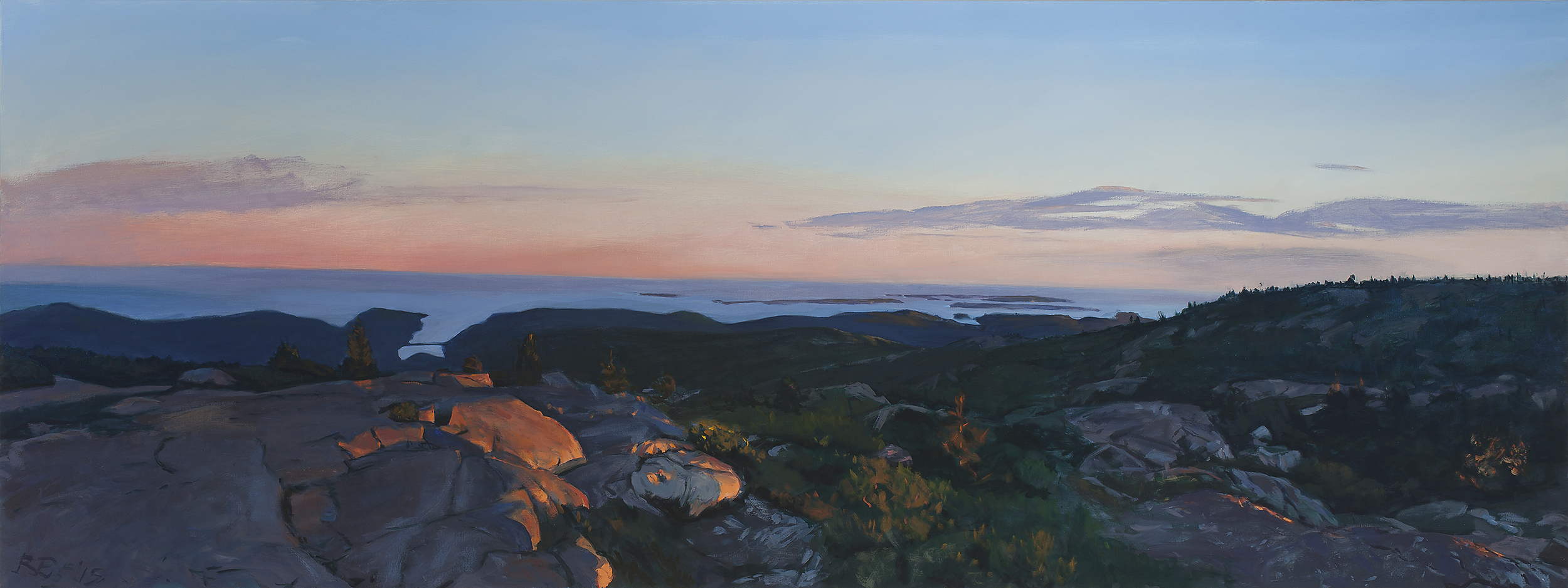   The Summit at Dusk , oil on canvas, 36x96 