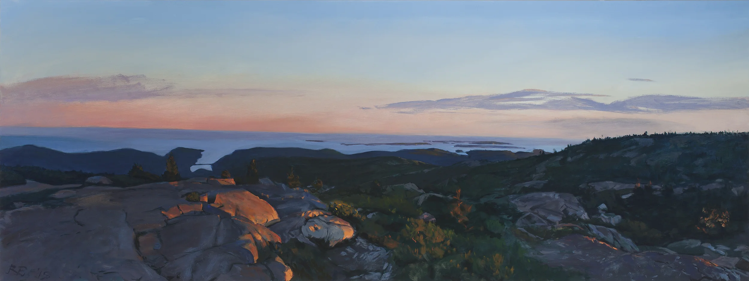 "The Summit at Dusk," oil on canvas, 36 x 96"