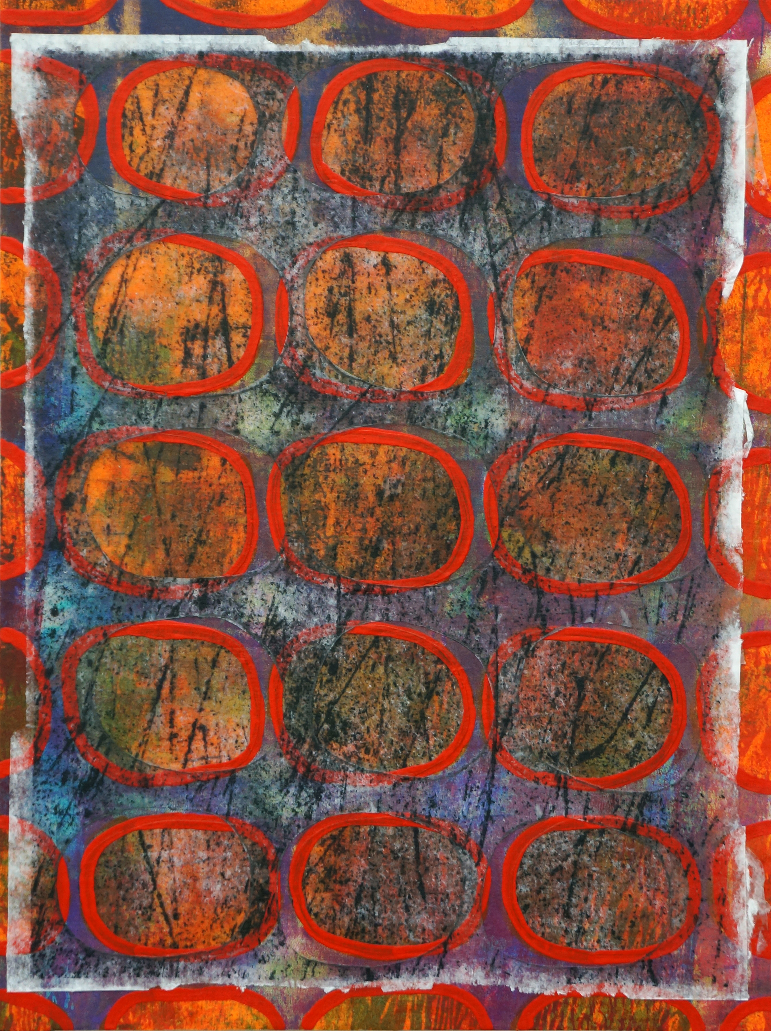  Jeanne Williamson,&nbsp; Bubbles and Cracks on Ice on Fences #4 , mixed media on cradled board, 14x14 