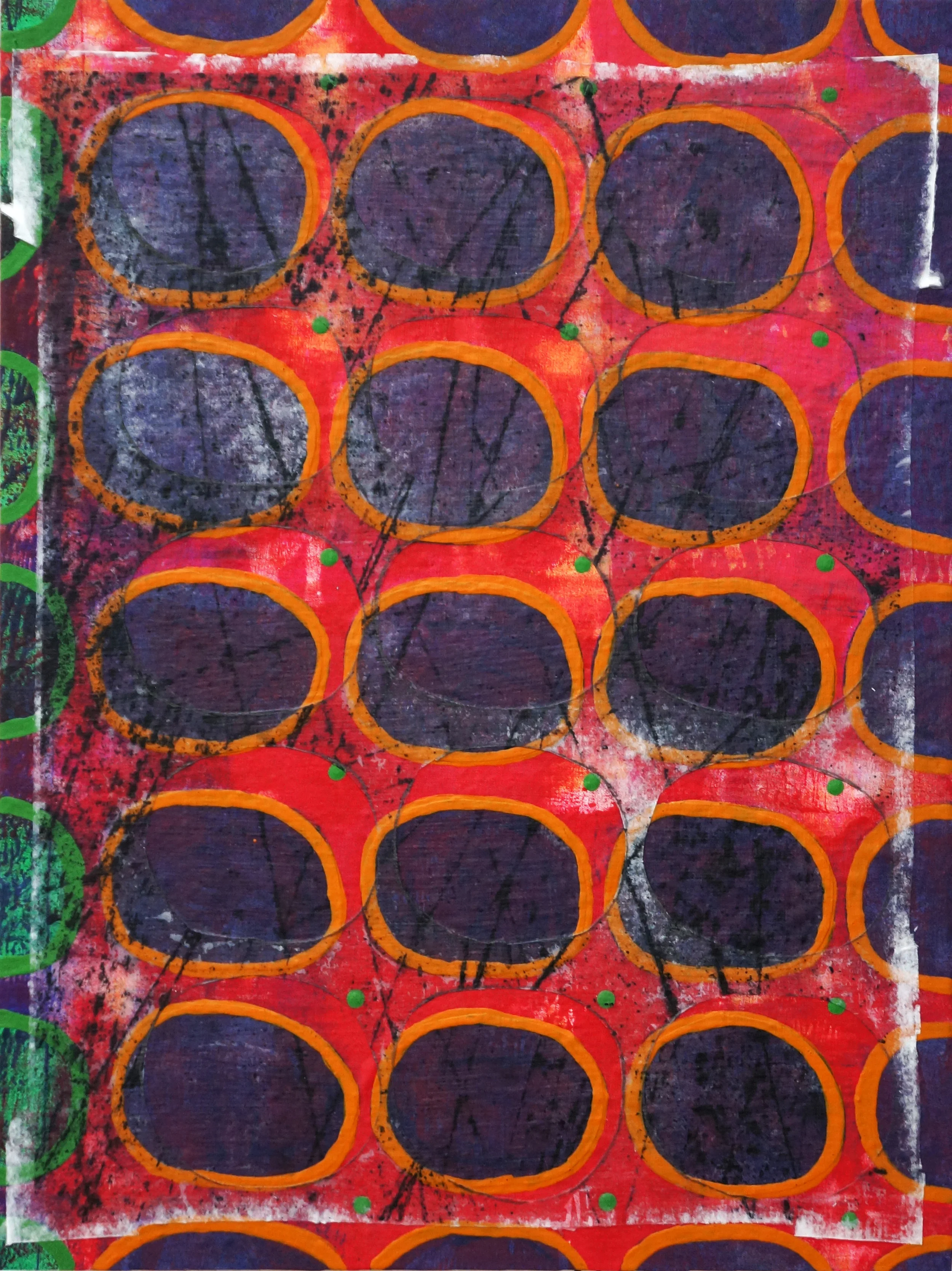 Jeanne Williamson, Bubbles and Cracks on Ice on Fences #8, mixed media on cradled board, 14x14