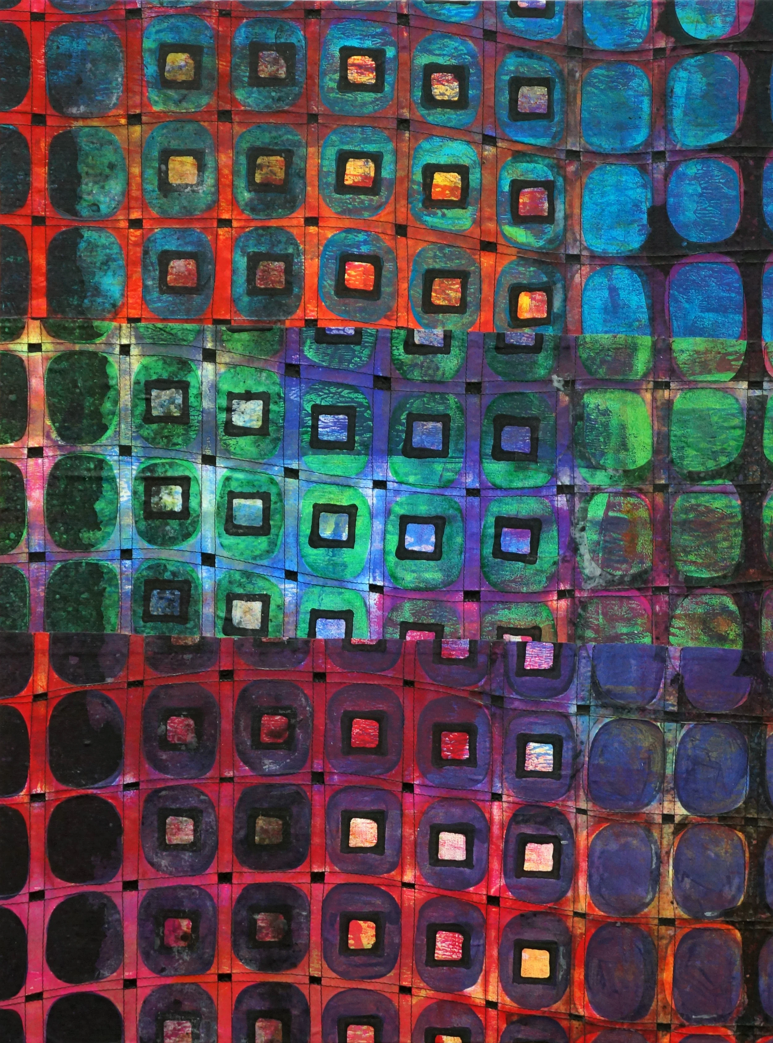 Jeanne Williamson, Street Ice on Fences #3 , mixed media on cradled board, 24x18