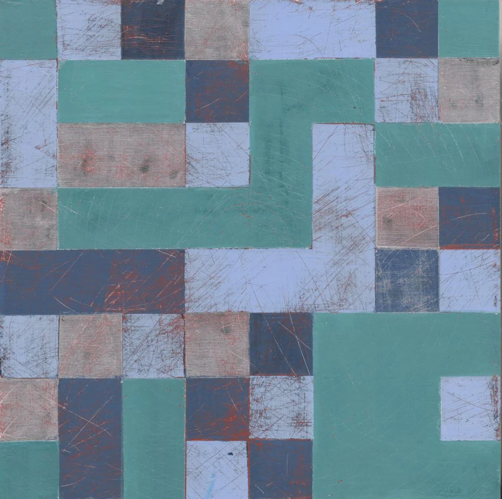 Denise Driscoll, Encoded 5 , acrylic on panel, 8x8