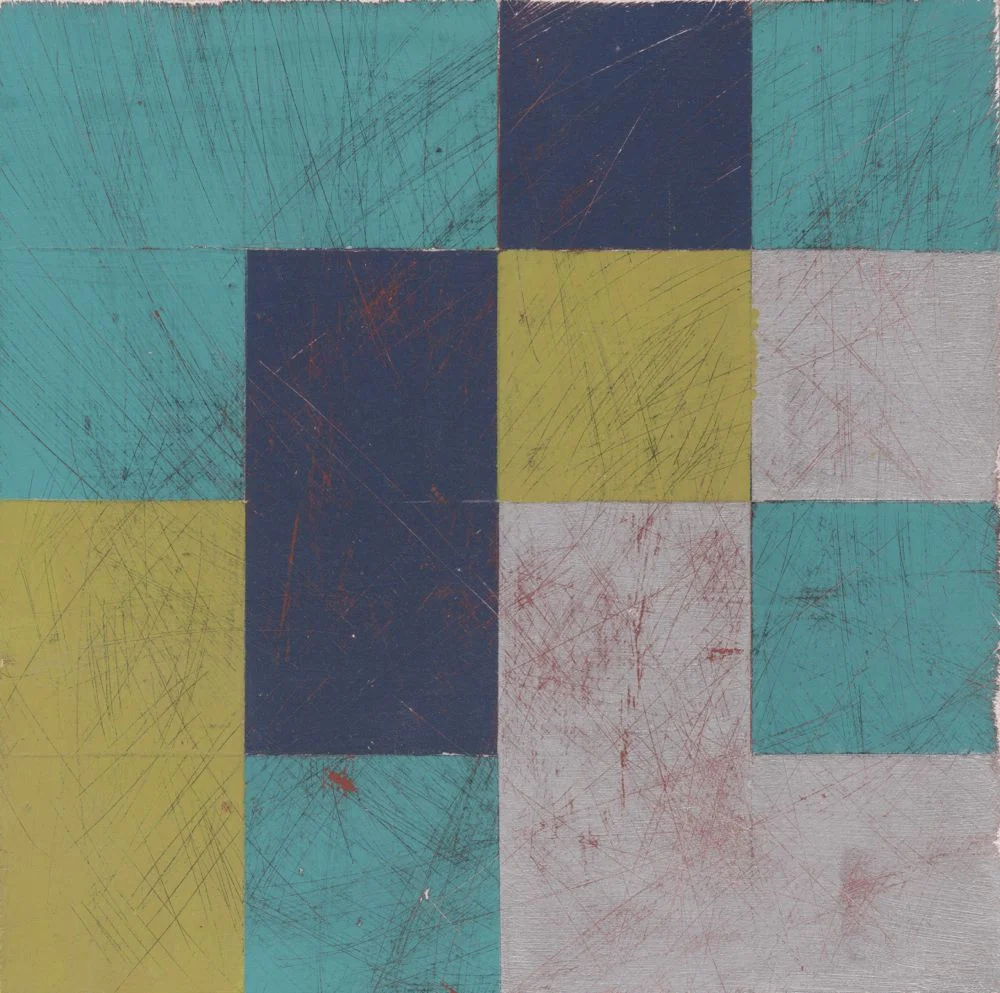 Denise Driscoll, Encoded 9 , acrylic on panel, 8x8