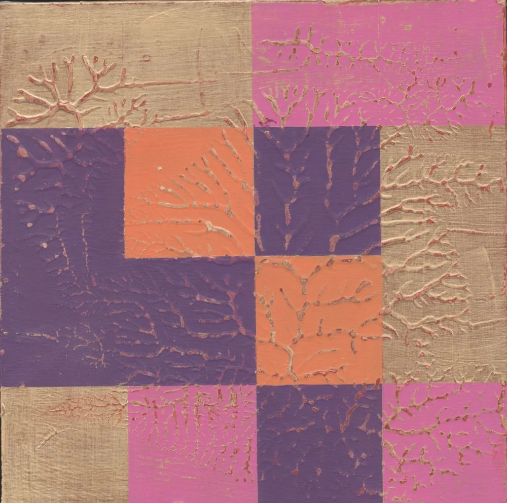 Denise Driscoll, Encoded 1 , acrylic on panel, 8x8