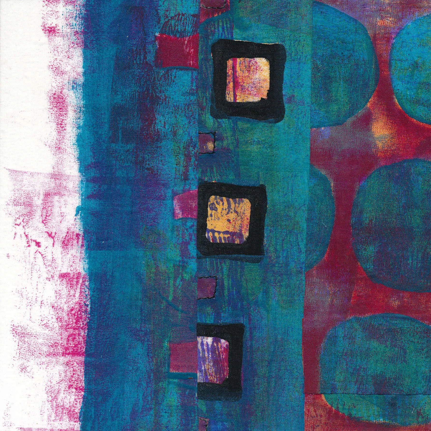 Jeanne Williamson, Fragments from Ice on Fences #4 , mixed media on board, 6x6