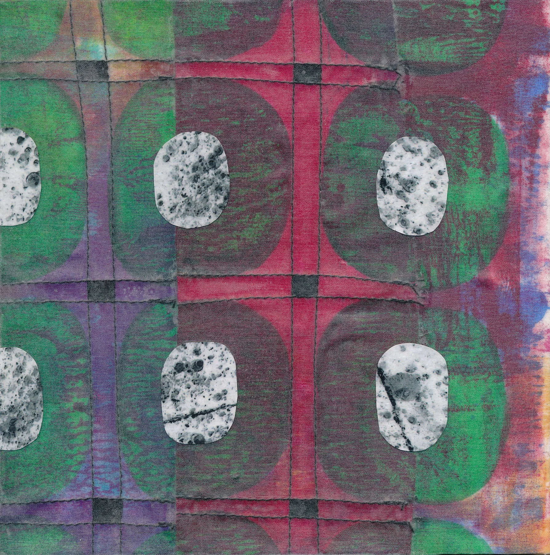 Jeanne Williamson, Fragments from Ice on Fences #14 , mixed media on board, 6x6